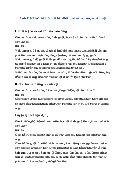 Sinh 11 Kết nối tri thức bài 14: Khái quát về cảm ứng ở sinh vật