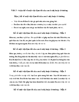 Tập làm văn lớp 2: Viết 3 - 4 câu kể về một việc làm tốt của em ở nhà hoặc ở trường |  Kết Nối Tri Thức