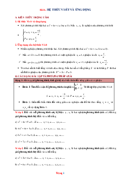 Phương pháp giải toán 9 hệ thức vi ét và ứng dụng (có đáp án và lời giải chi tiết)