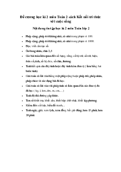 Đề cương ôn tập học kì 2 môn Toán 2 sách Kết nối tri thức với cuộc sống
