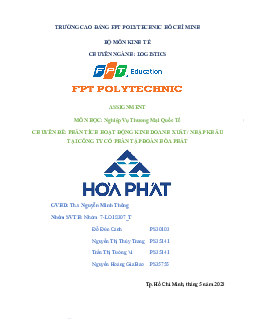 Phân tích hoạt động kinh doanh xuất/nhập khẩu tại CTCP Tập đoàn Hòa Phát