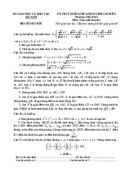 Đề tuyển sinh lớp 10 chuyên môn Toán (chuyên) năm 2021 – 2022 sở GD&ĐT Hà Nam