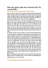 Phân cấp quản lý ngân sách nhà nước là gì? Tại sao cần thiết?