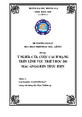 Ý nghĩa của cuộc cách mạng trên lĩnh vực triết học do Mác Ăngghen thực hiện | Bài thảo luận Triết học Mác Lênin