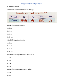 Phiếu bài tập cuối tuần Toán lớp 3 - Tuần 32 ( cơ bản ) | Cánh Diều