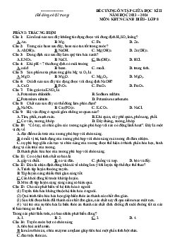 Đề cương ôn tập giữa học kì 2 môn Khoa học tự nhiên 8 sách Cánh diều