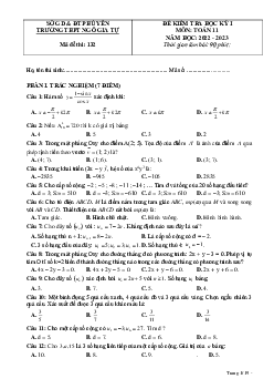 Đề học kì 1 Toán 11 năm 2022 – 2023 trường THPT Ngô Gia Tự – Phú Yên