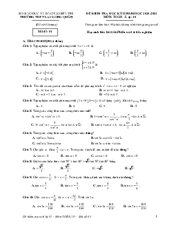 Đề thi HK2 Toán 10 năm 2020 – 2021 trường THPT Lạc Long Quân – Bến Tre
