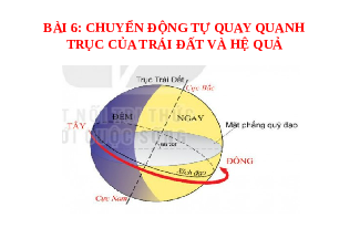 Bài giảng điện tử Địa lí 6 Bài 6 Chân trời sáng tạo: Chuyển động tự quay quanh trục của Trái Đất và hệ quả