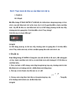 Giải Khoa học tự nhiên 9 Kết nối tri thức Bài 9: Thực hành đo tiêu cự của thấu kính hội tụ