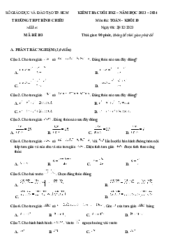 Đề cuối kỳ 1 Toán 10 năm 2023 – 2024 trường THPT Bình Chiểu – TP HCM