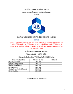 Quy luật từ những thay đổi về lượng dẫn đên sự thay đổi về chất | Tiểu luận môn Triết học