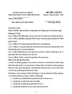 Đề thi cuối kỳ - Pháp luật đại cương | Trường Đại học CNTT Thành Phố Hồ Chí Minh