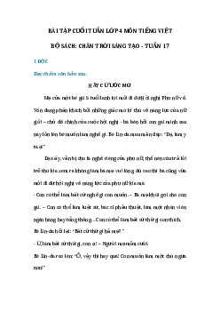 Bài tập cuối tuần tiếng Việt lớp 4 Chân trời sáng tạo Tuần 17 cơ bản