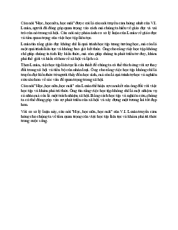 Cơ sở lý luận của câu "Học, học nữa, học mãi" trong triết học?