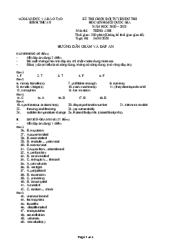 Đề thi chọn đội tuyển dự thi học sinh giỏi quốc gia tỉnh Bình Thuận môn Tiếng Anh năm học 2020 – 2021 (đáp án)