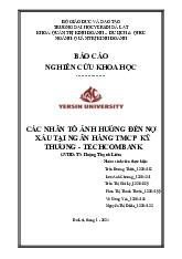 Báo cáo Nghiên cứu Các nhân tố ảnh hưởng đến nợ xấu tại Techcombank môn Phương pháp nghiên cứu khoa học | Đại học Yersin Đà Lạt