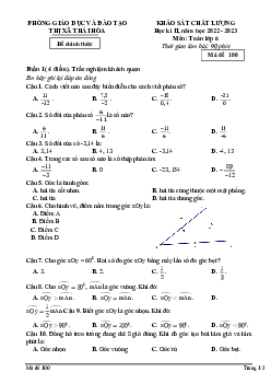 Đề học kì 2 Toán 6 năm 2022 – 2023 phòng GD&ĐT Thái Hòa – Nghệ An