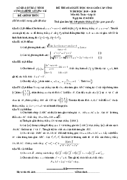 Đề giao lưu HSG Toán 11 cấp tỉnh năm 2019 – 2020 cụm Gia Bình – Lương Tài – Bắc Ninh