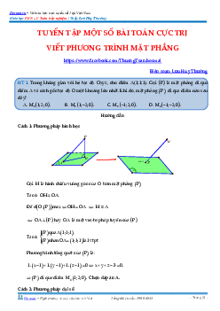 Tuyển tập một số bài toán cực trị trong hình học tọa độ không gian – Lưu Huy Thưởng Toán 12