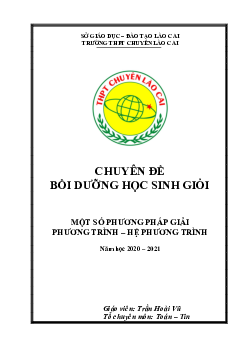 Một số phương pháp giải phương trình – hệ phương trình – Trần Hoài Vũ