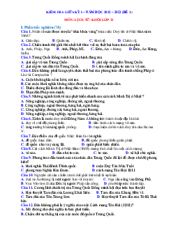 Đề thi giữa học kỳ 1 Lịch sử 11 năm 2022-2023 (có đáp án)-Đề 1