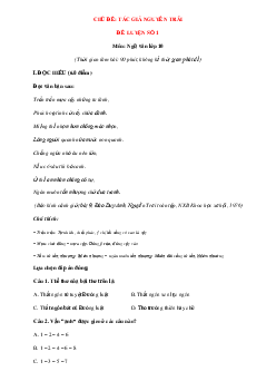 Bộ đề luyện đọc hiểu viết ngữ văn 10 phần Nguyễn Trãi (Có đáp án)