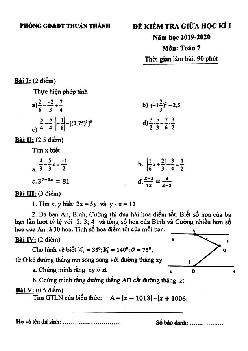 Đề kiểm tra giữa kì 1 Toán 7 năm 2019 – 2020 phòng GD&ĐT Thuận Thành – Bắc Ninh