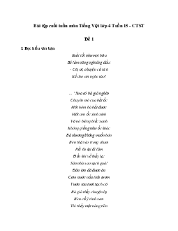 GIải Bài tập cuối tuần lớp 4 môn Tiếng Việt Chân trời sáng tạo - Tuần 15