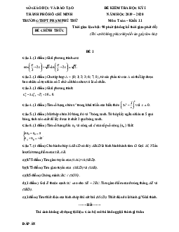 Đề thi học kì 1 Toán 11 năm 2019 – 2020 trường THPT Phạm Phú Thứ – TP HCM