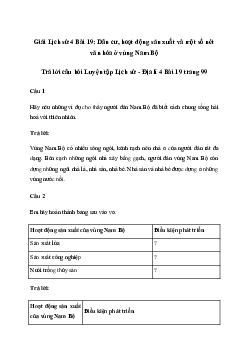 Giải Lịch sử Địa lí lớp 4 Bài 19: Dân cư, hoạt động sản xuất và một số nét văn hóa ở vùng Nam Bộ | Cánh diều