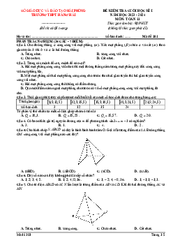 Đề cuối học kì 1 Toán 11 năm 2023 – 2024 trường THPT Hàng Hải – Hải Phòng