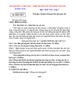 Đề thi học kỳ 2 Văn 7 Sở GD Quảng Nam 2019-2020 ( có đáp án )