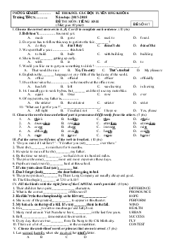 Bộ đề thi học sinh giỏi môn Tiếng Anh lớp 6 năm học 2017 - 2018