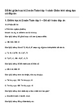 Đề thi giữa học kì 2 môn Toán lớp 1 sách Chân trời sáng tạo có đáp án