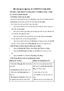 Đề cương ôn tập học kì 1 KHTN 6 Cánh diều năm học 2023 - 2024