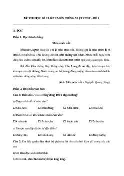 Đề thi học kì 2 lớp 2 môn Tiếng Việt - Đề 1 | Chân trời sáng tạo