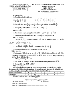 Đề học sinh giỏi huyện Toán 7 năm 2018 – 2019 phòng GD&ĐT Nho Quan – Ninh Bình