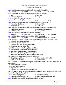 Bài tập trắc nghiệm địa lí 9 bài 23: Vùng Bắc Trung Bộ (có đáp án)