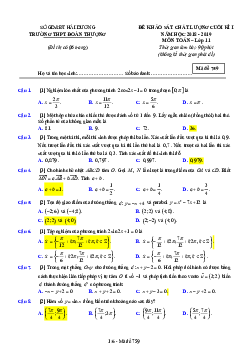 Đề KSCL cuối kỳ 1 Toán 11 năm học 2018 – 2019 trường THPT Đoàn Thượng – Hải Dương