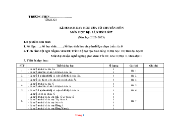Phụ lục 1 môn Địa Lí lớp 7 kết nối tri thức