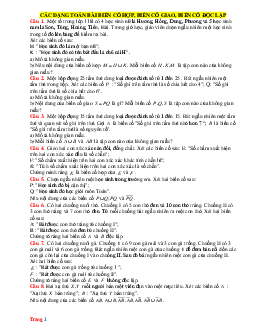 Bài tập tự luận Toán 11 Bài 28: Biến cố hợp, biến cố giao, biến cố độc lập