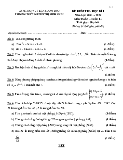 Đề thi học kì 1 Toán 11 năm 2021 – 2022 trường THPT Nguyễn Thị Minh Khai – TP HCM