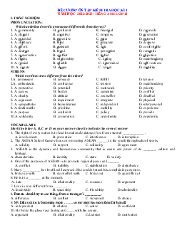 Đề cương ôn tập Tiếng Anh 11 HK1 năm 2022-2023