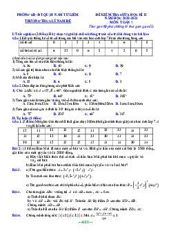 Đề kiểm tra giữa học kì 2 Toán 7 năm 2020 – 2021 trường THCS Lý Nam Đế – Hà Nội