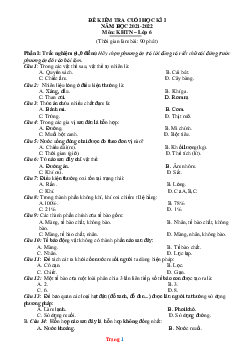 Đề thi học kì 1 Khoa học tự nhiên 6 cánh diều (có đáp án và ma trận)