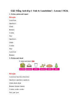 Giải Tiếng Anh lớp 1 Unit 6: Lunchtime! - Lesson 1 SGK | Family & Friends