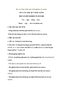 Sinh học 10 Bài 14: Thực hành một số thí nghiệm về enzyme sách Chân Trời Sáng Tạo