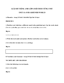 Giải SBT tiếng Anh lớp 6 Unit 11 Our Greener World