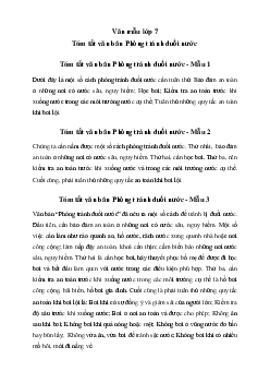 Tóm tắt văn bản Phòng tránh đuối nước | Văn mẫu lớp 7 Chân trời sáng tạo